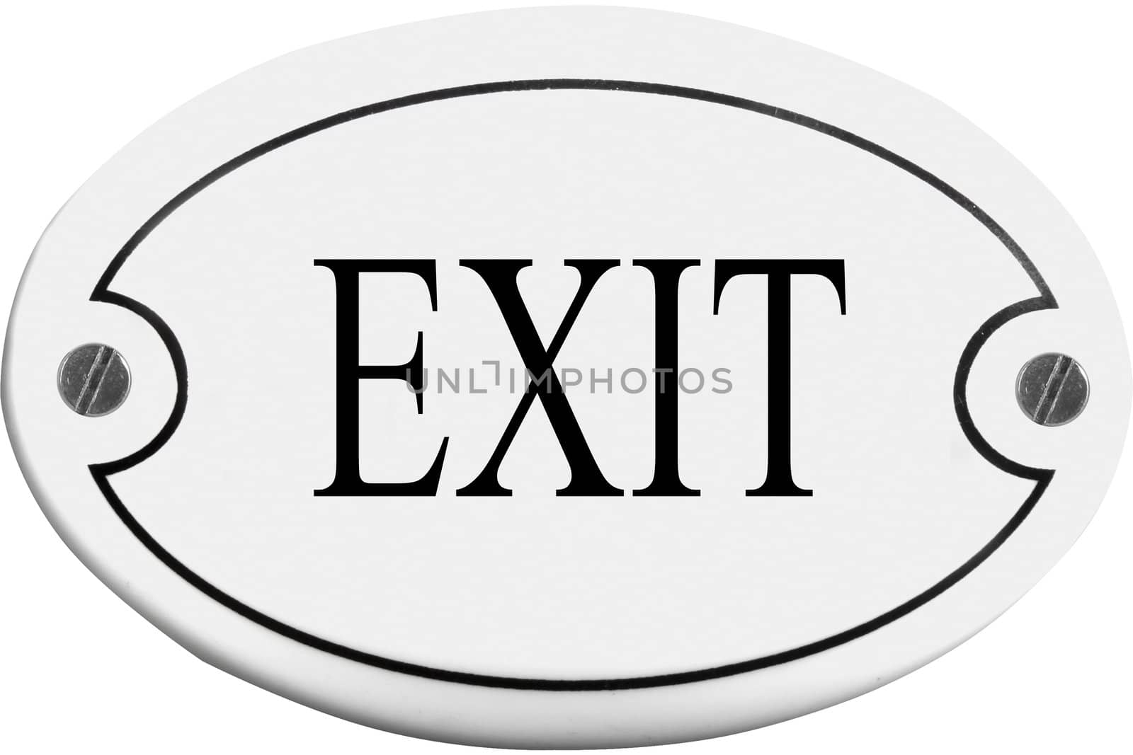 Old-fashioned door name plate  with text  exit