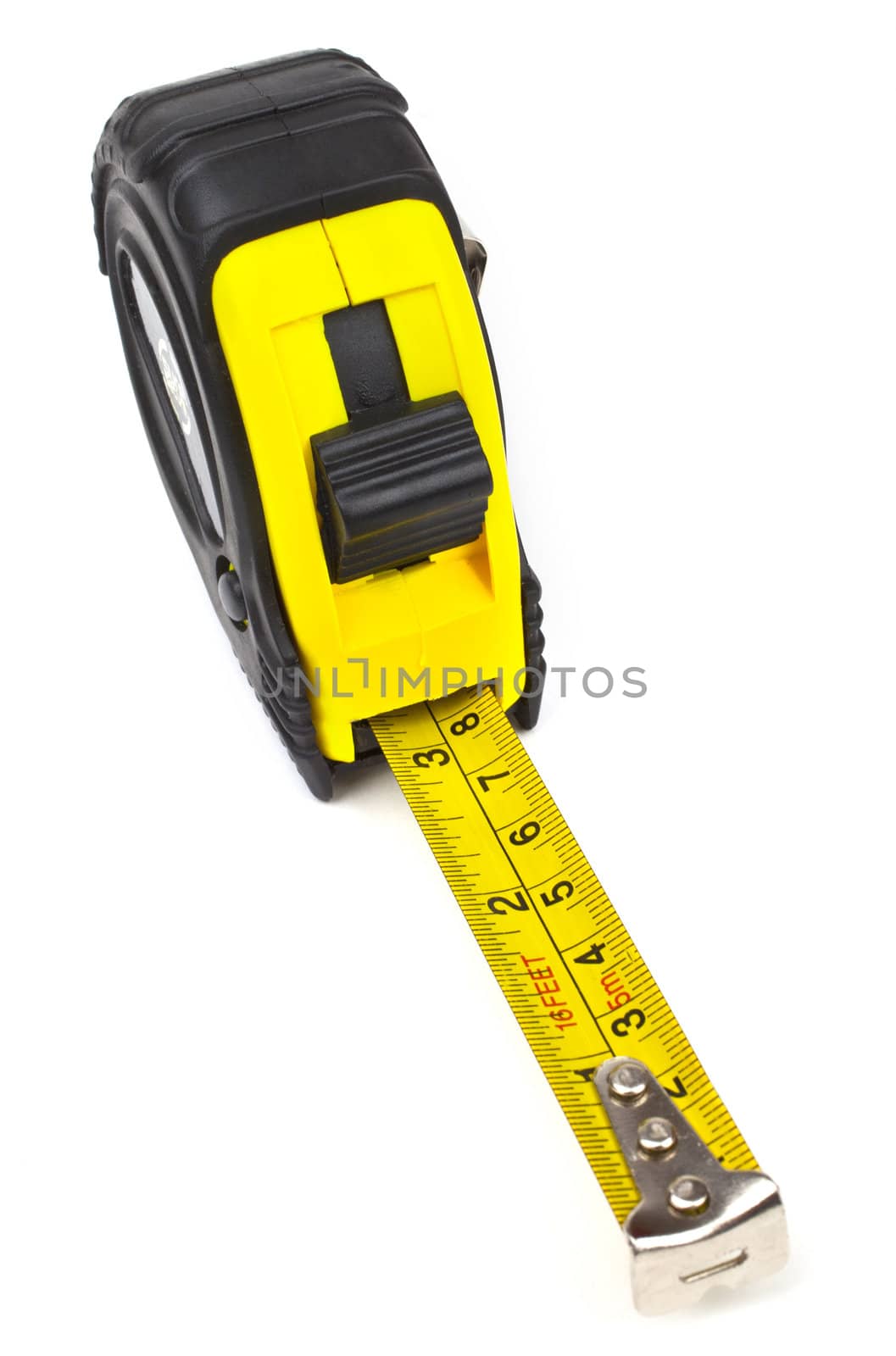 A tape measure on a white background.