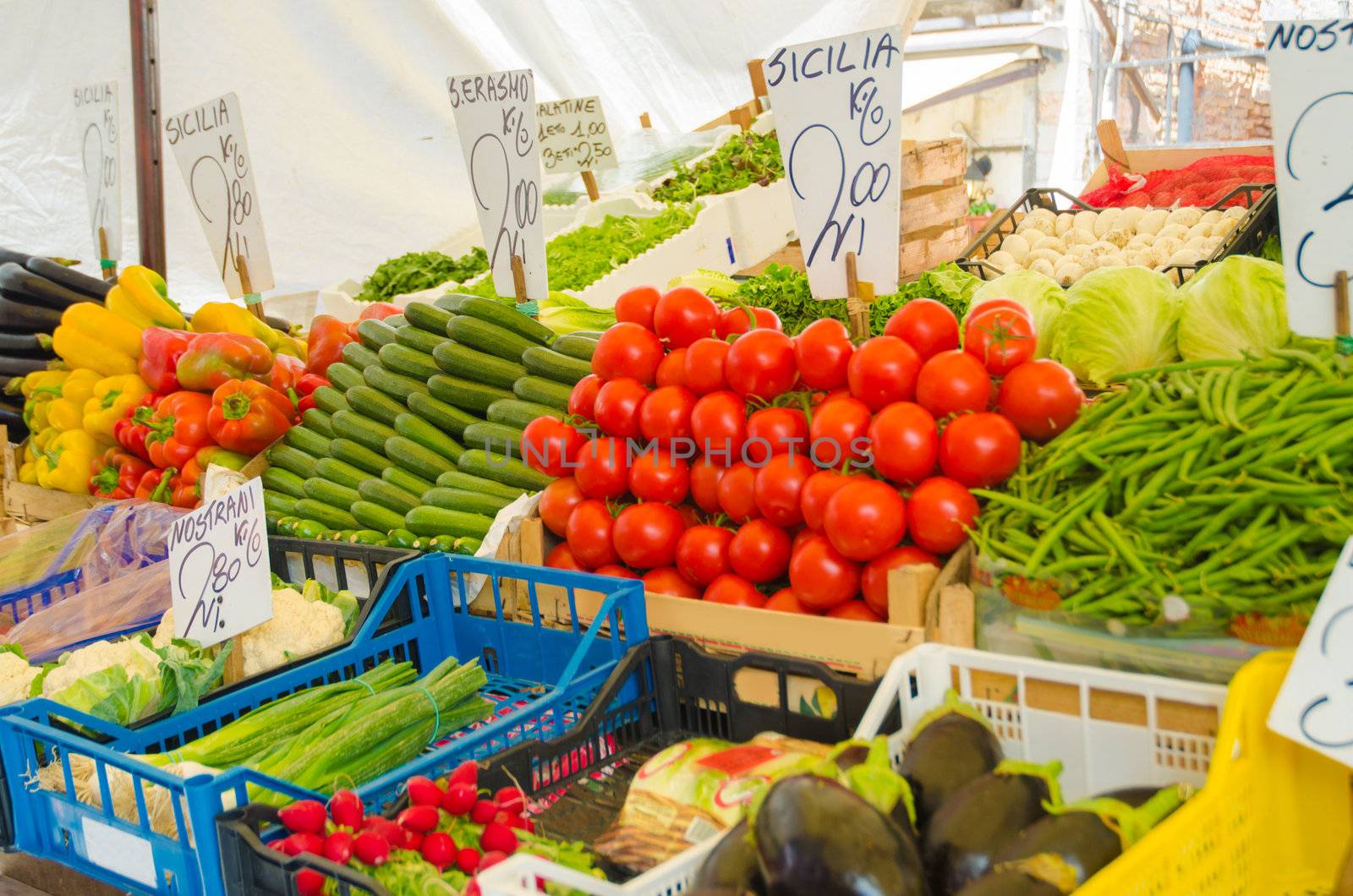 Fruits and vegetables at the market stall