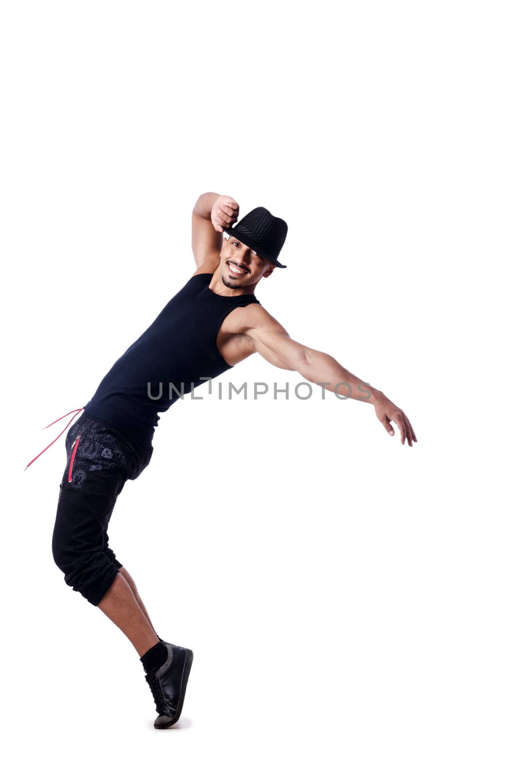Muscular dancer isolated on white