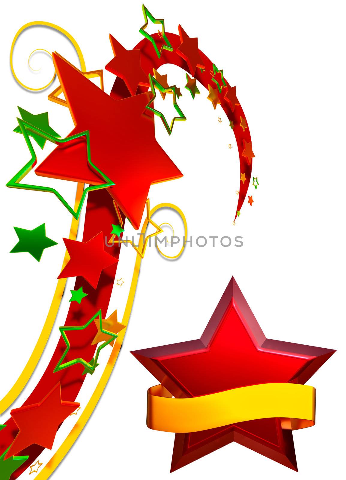 big and small stars in motion for advertise on white background