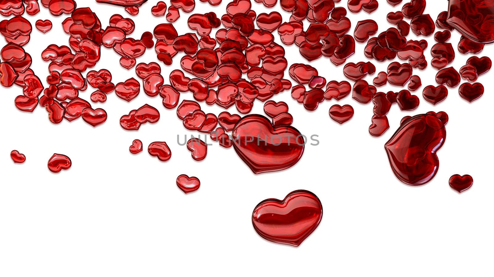 Set of red glass hearts as symbol of love as symbol of love