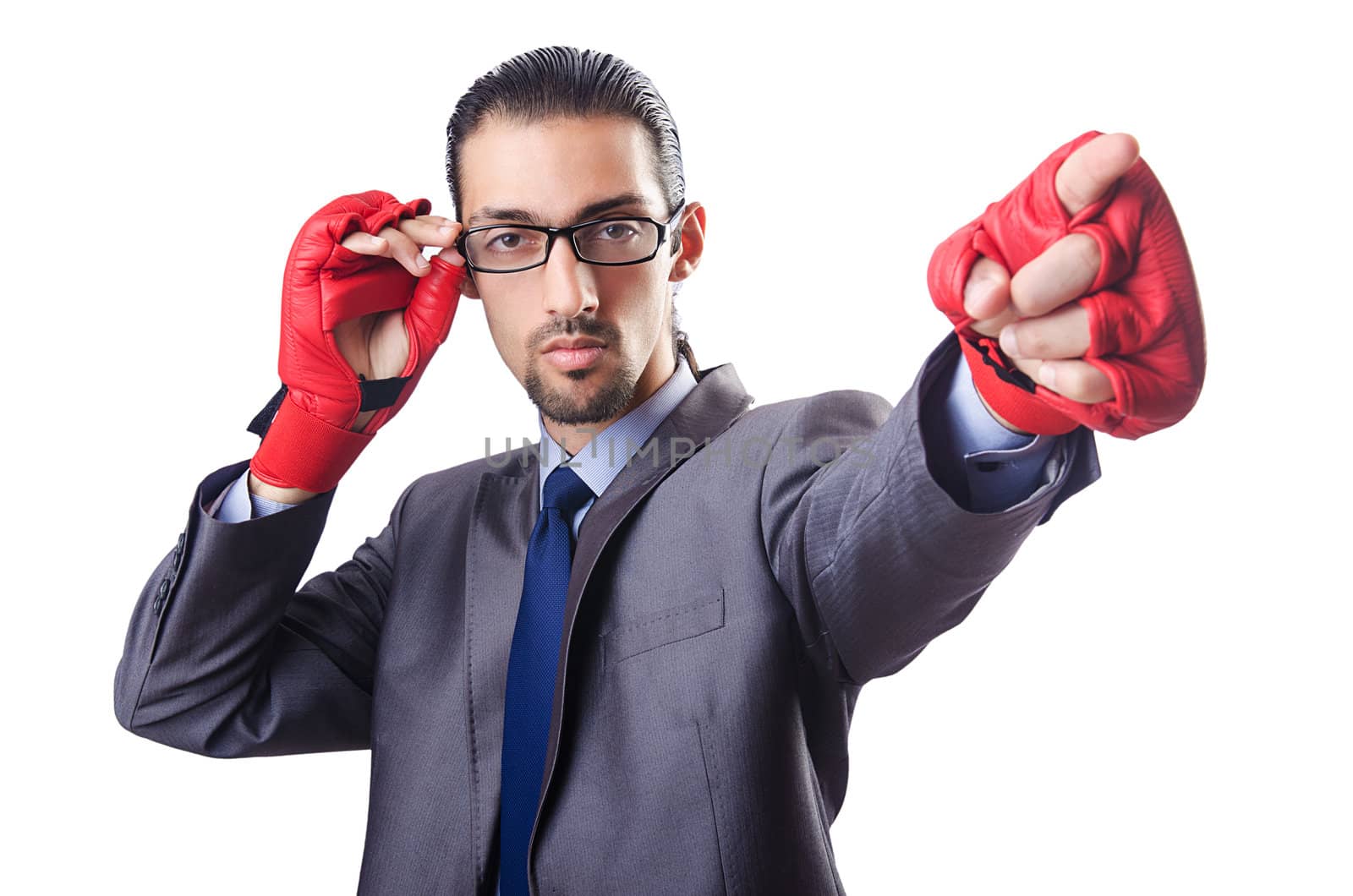 Funny businessman with boxing gloves by Elnur