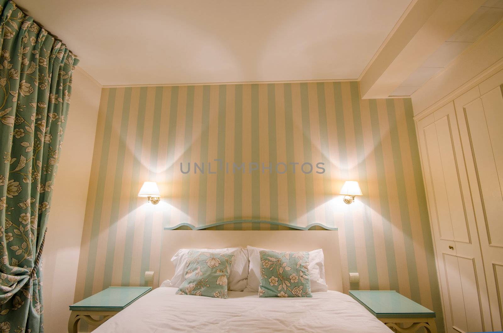 Hotel room with double bed