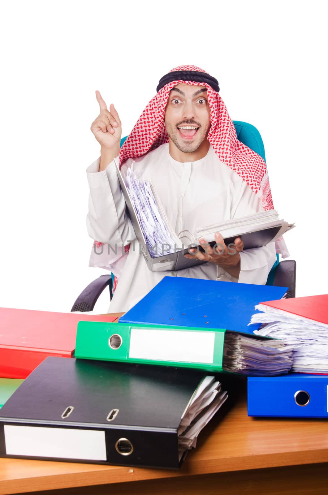 Arab businessman in business concept on white