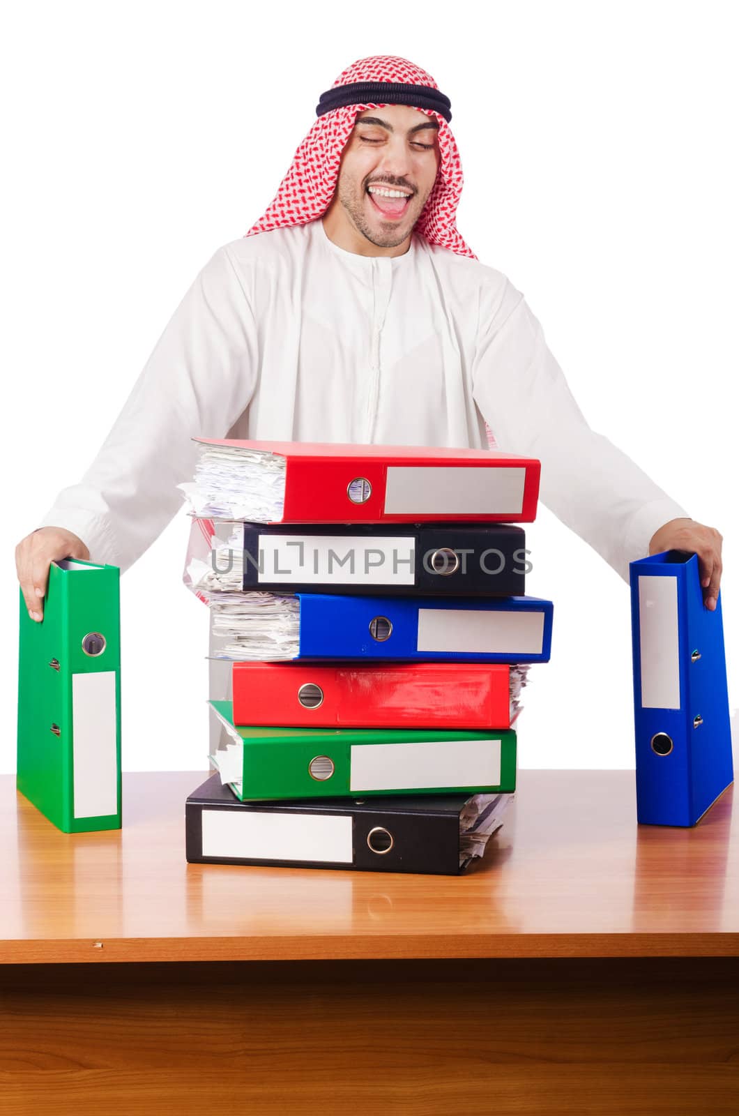 Arab businessman in business concept on white