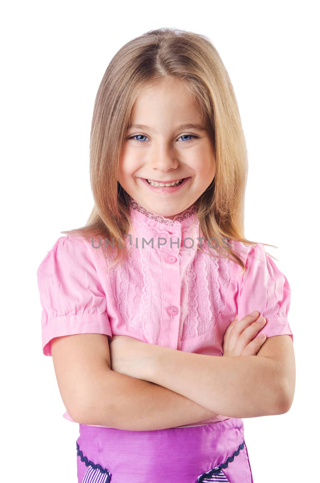 Cute little girl isolated on the white