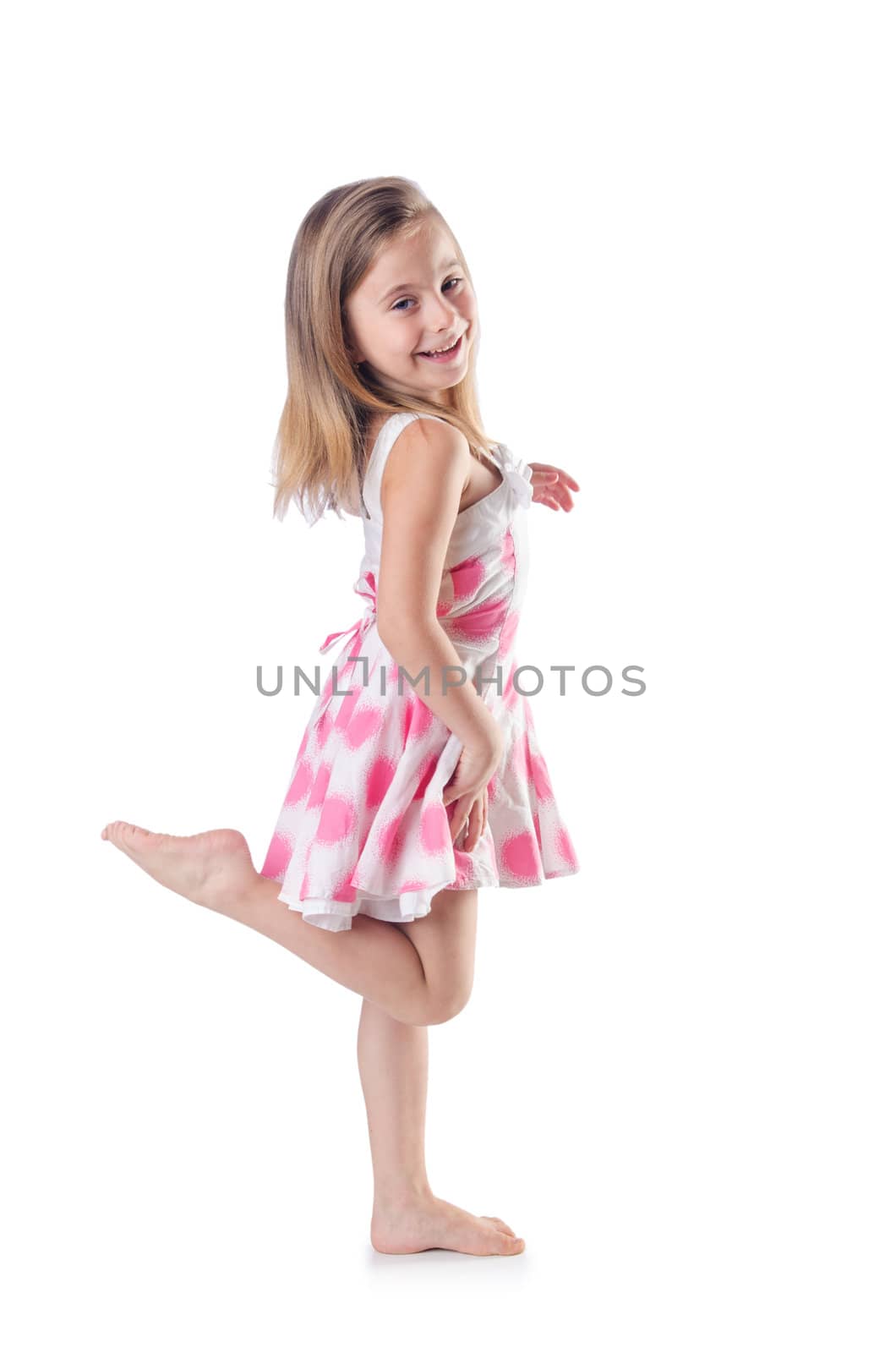 Cute little girl isolated on the white
