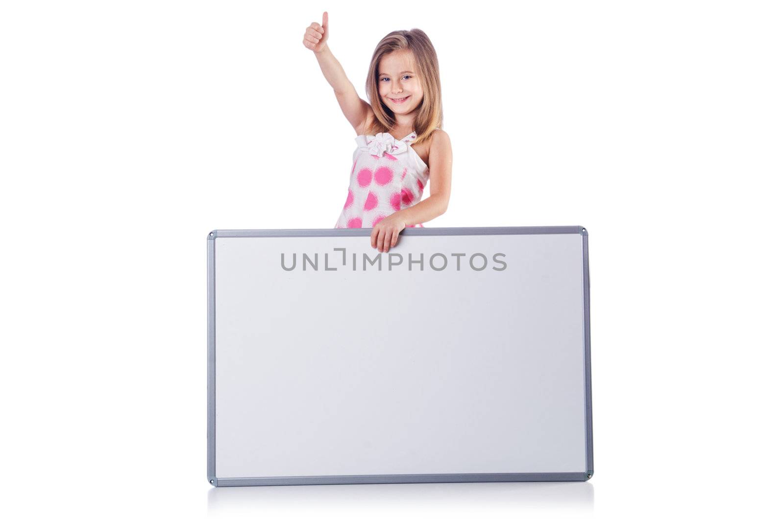 Cute little girl isolated on the white