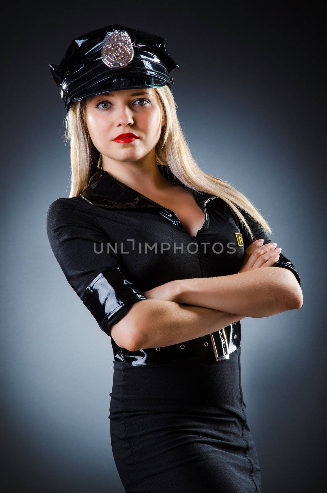 Attractive police office in dark room