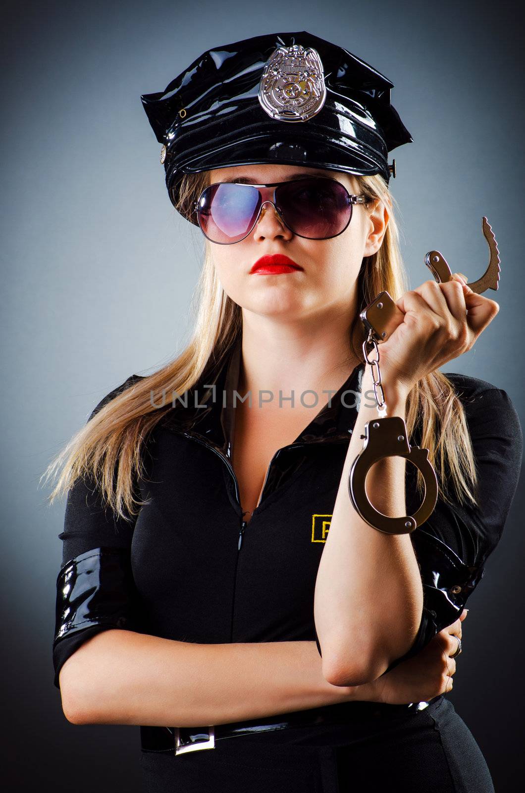 Attractive police office in dark room