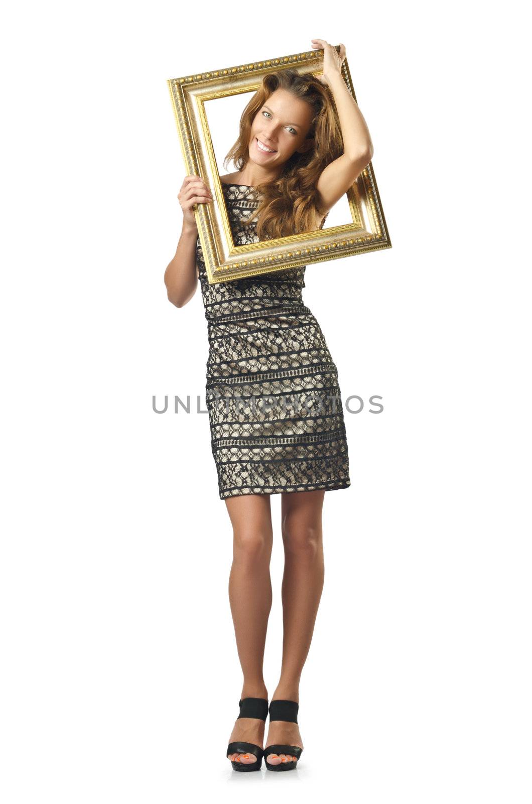 Picture frame and attractive woman