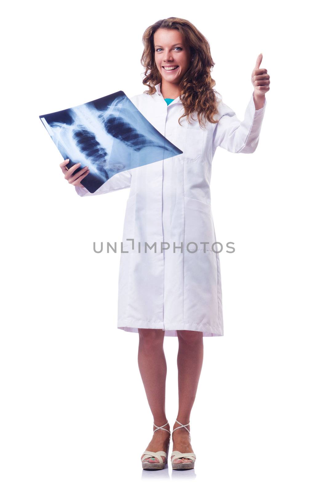 Female doctor with x-ray scan