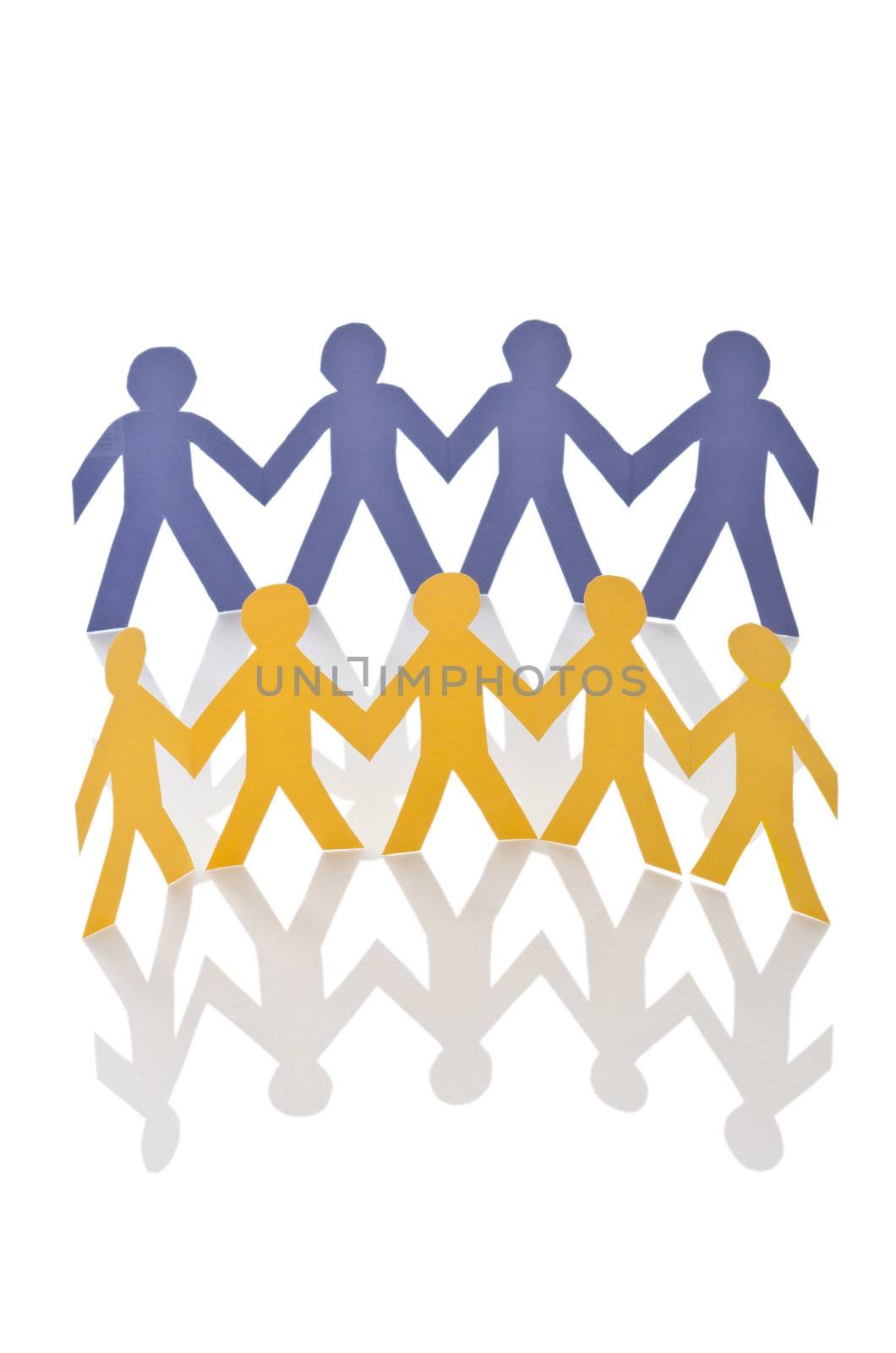 Teamwork concept with paper cut people by Elnur