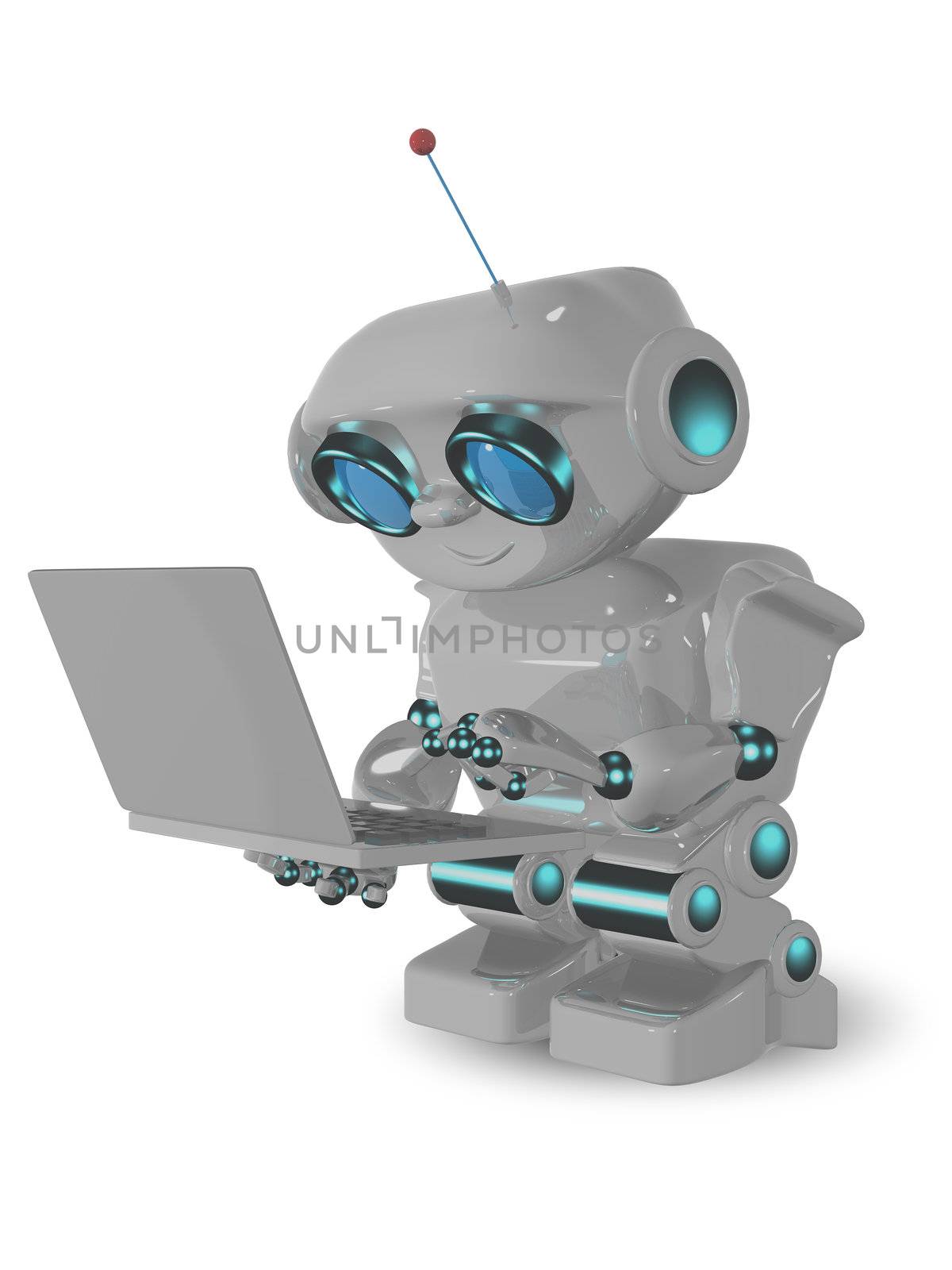 robot and laptop by brux