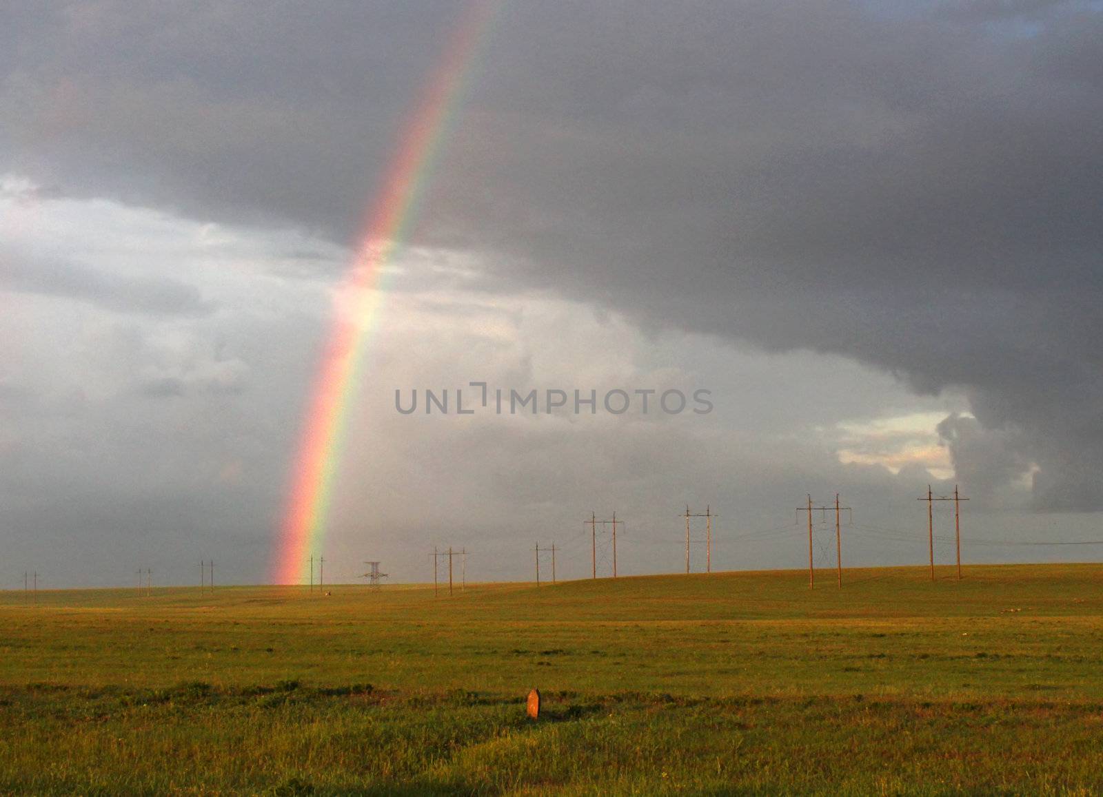 rural landscape with rainbow