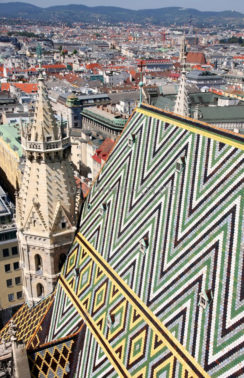 Panorama of Vienna, aerial view from Stephansdom cathedral, Vien by vladacanon