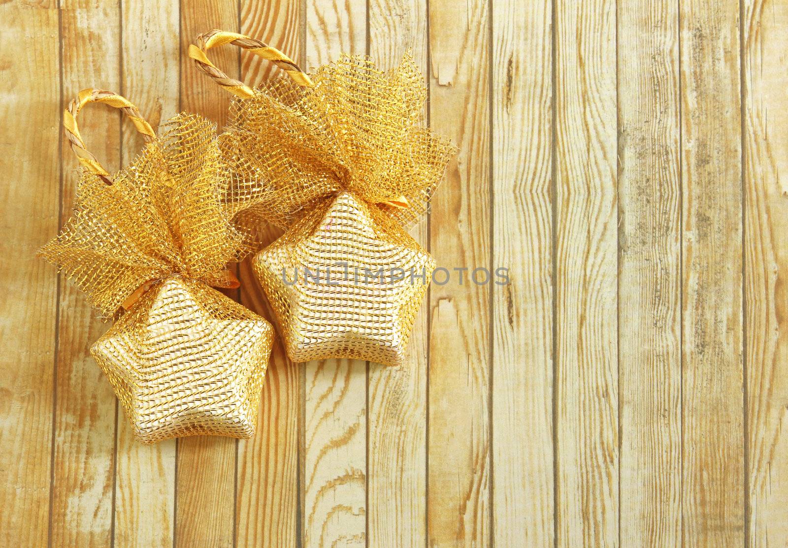 Christmas decoration over wooden background  by nuchylee