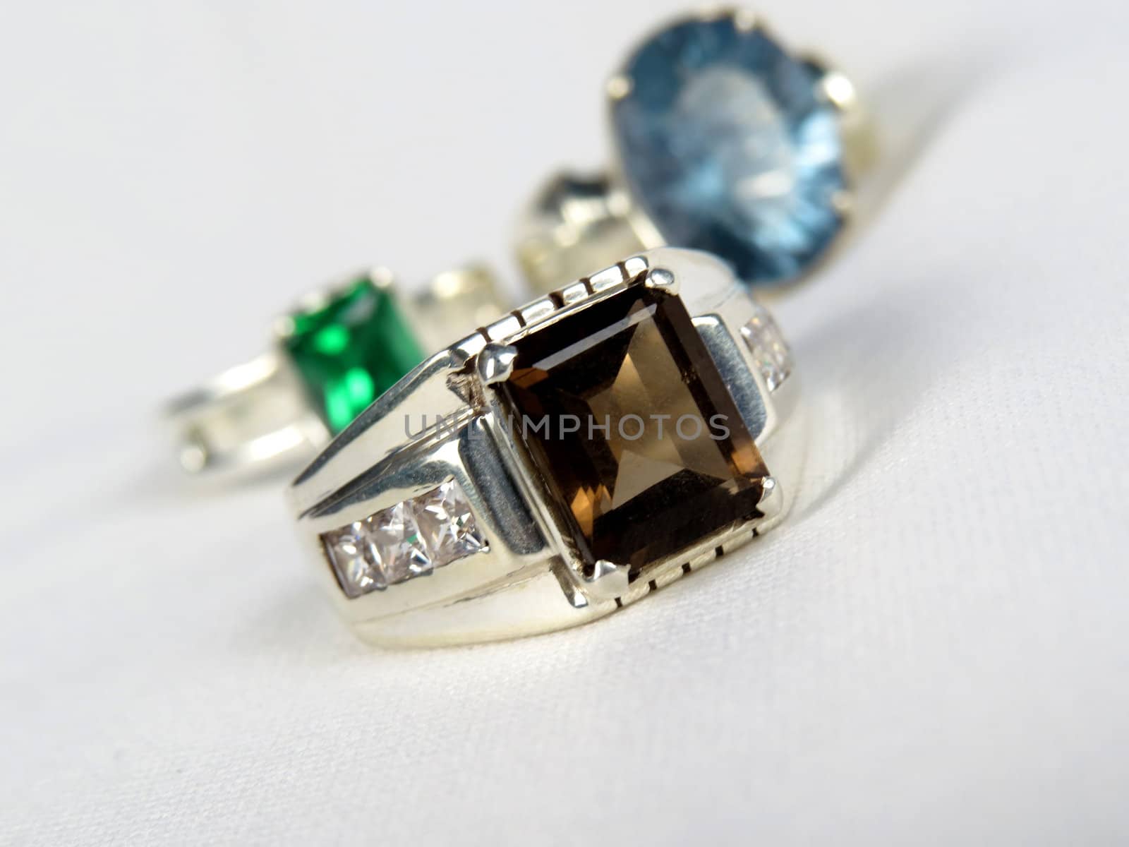 A silver ring with semi precious gemstone called the smoky quartz.