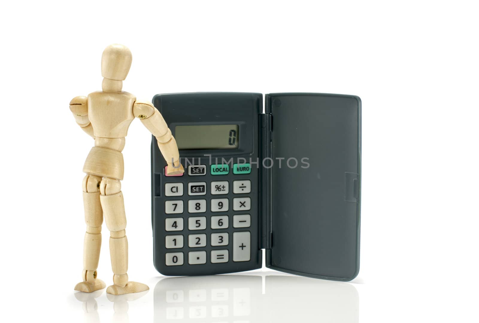 wooden puppet calculate on euro conversion equipment