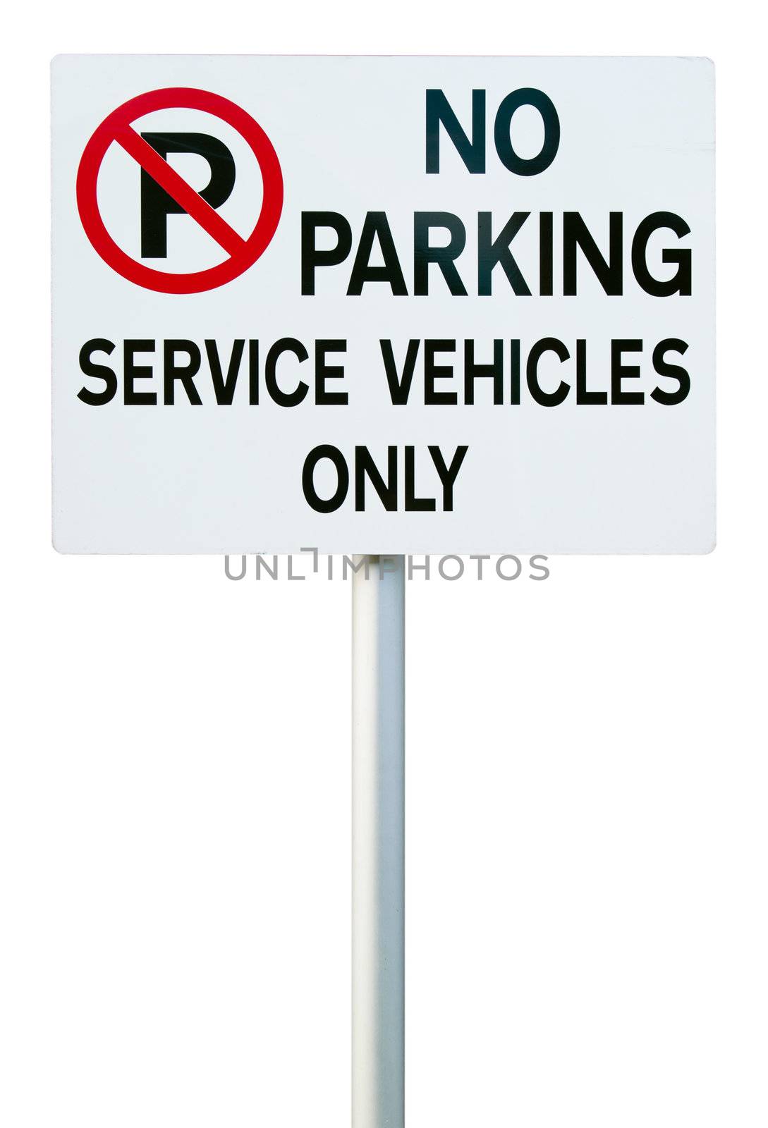 no parking sign (service vehicles only) isolated on white background