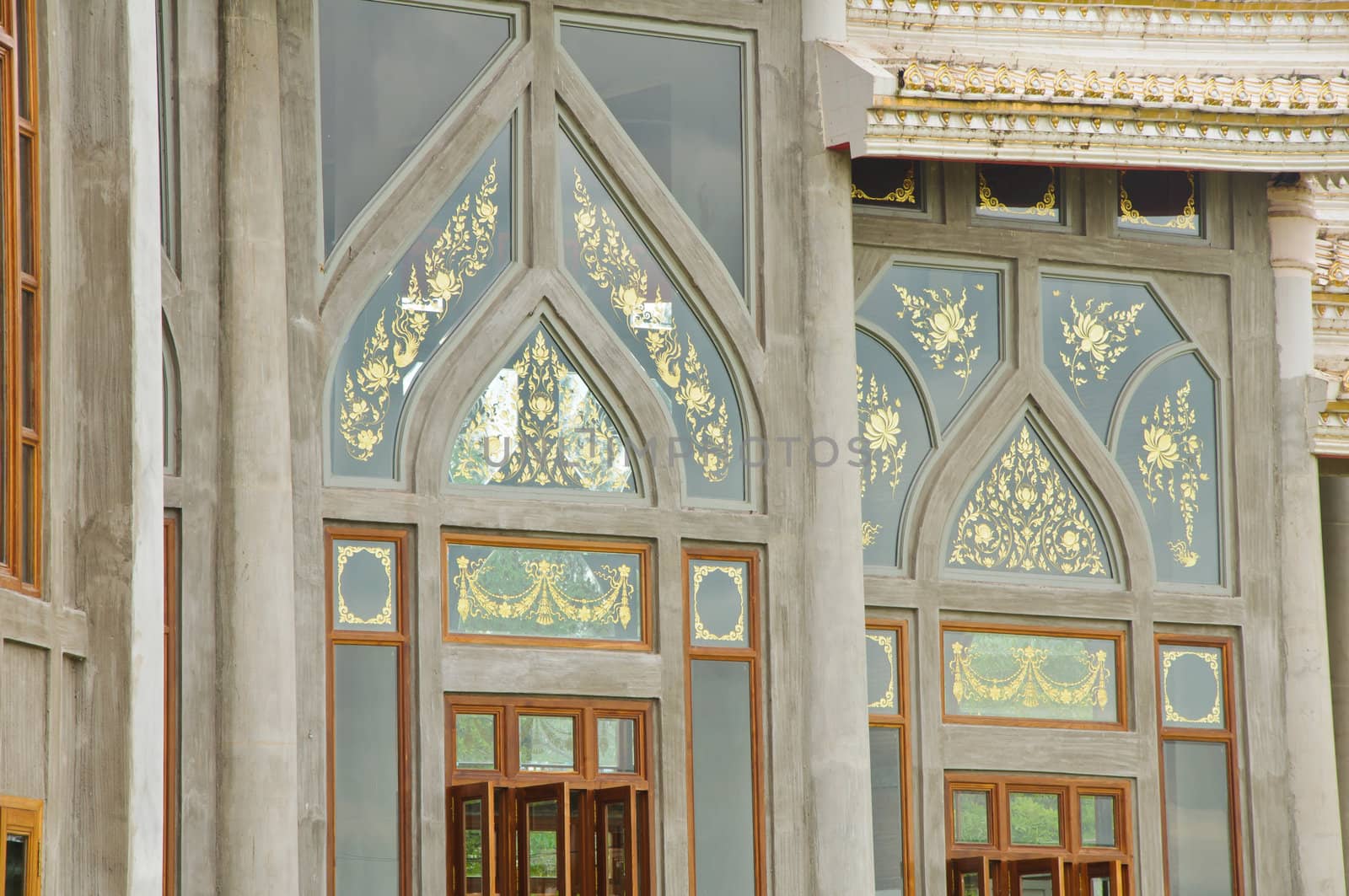 the window detail of Luang Poe Toe temple,Nakorrachasima, Thailand