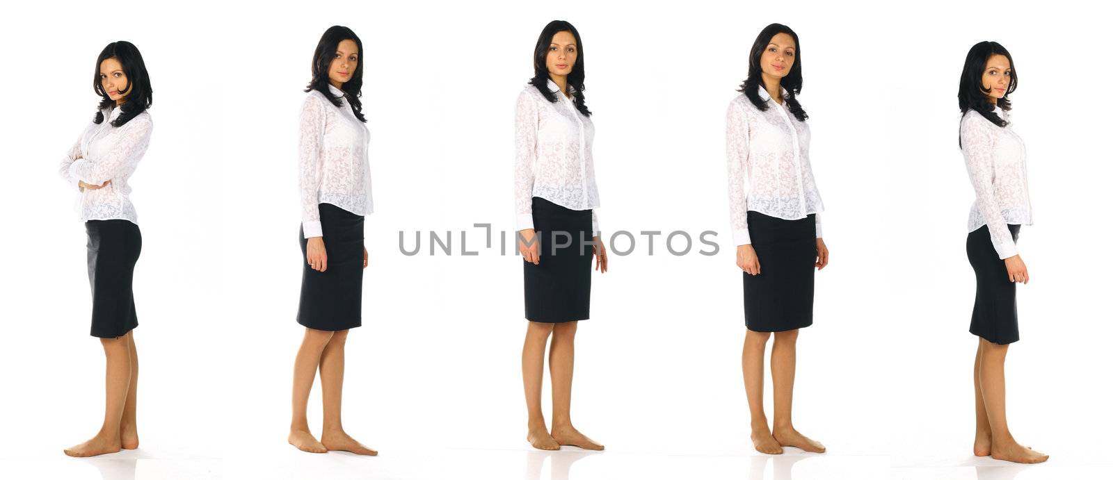 Figure of the woman beautiful graceful on a white background brunette