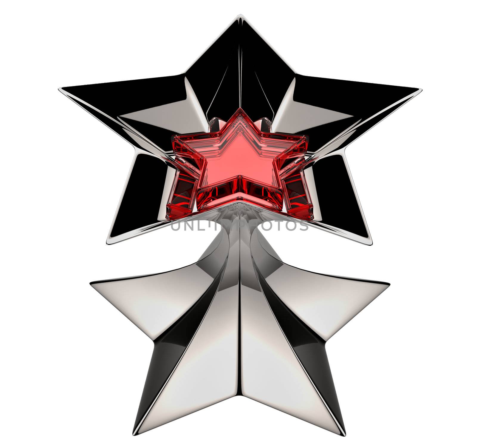 shiny silver star with red star core in motion for advertise