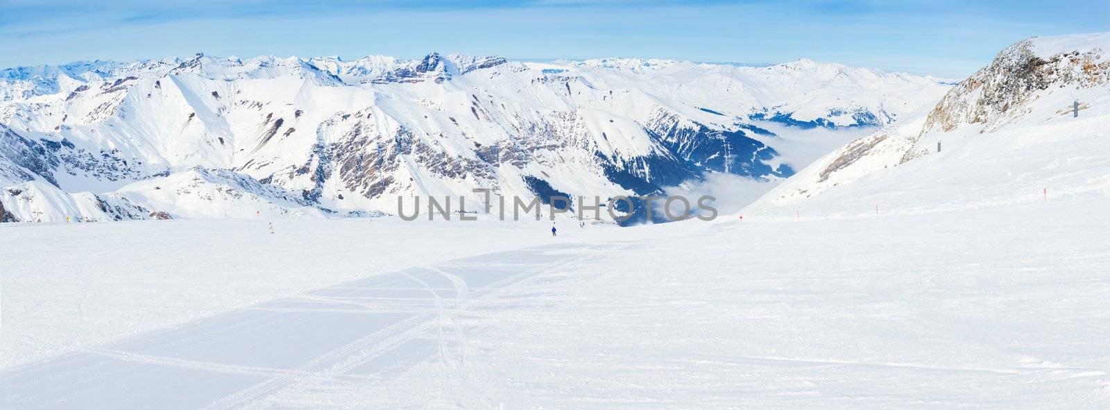 The Alpine skiing resort in Austria Zillertal. Panorama