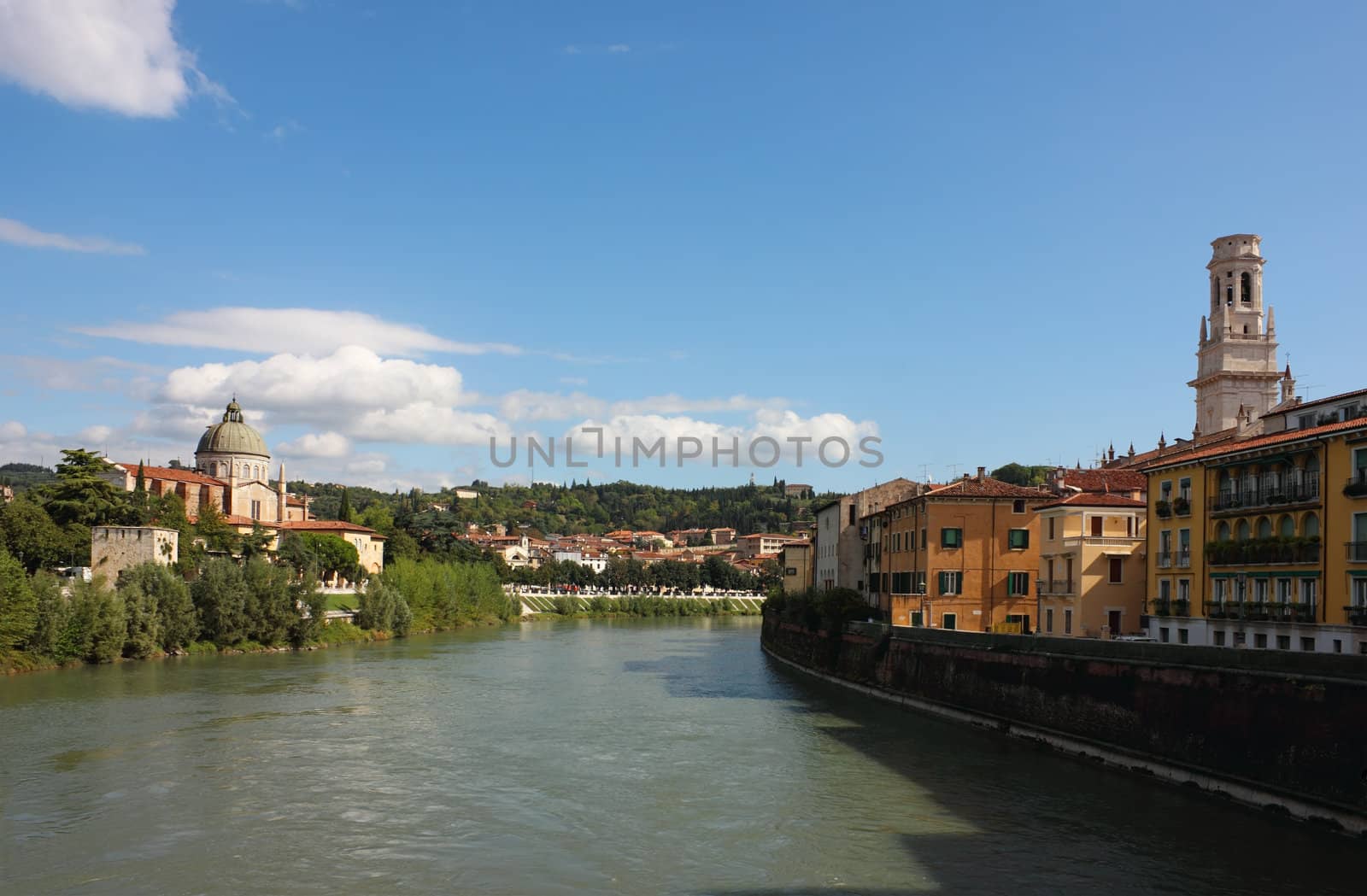 River Adige view in Verona by kirilart