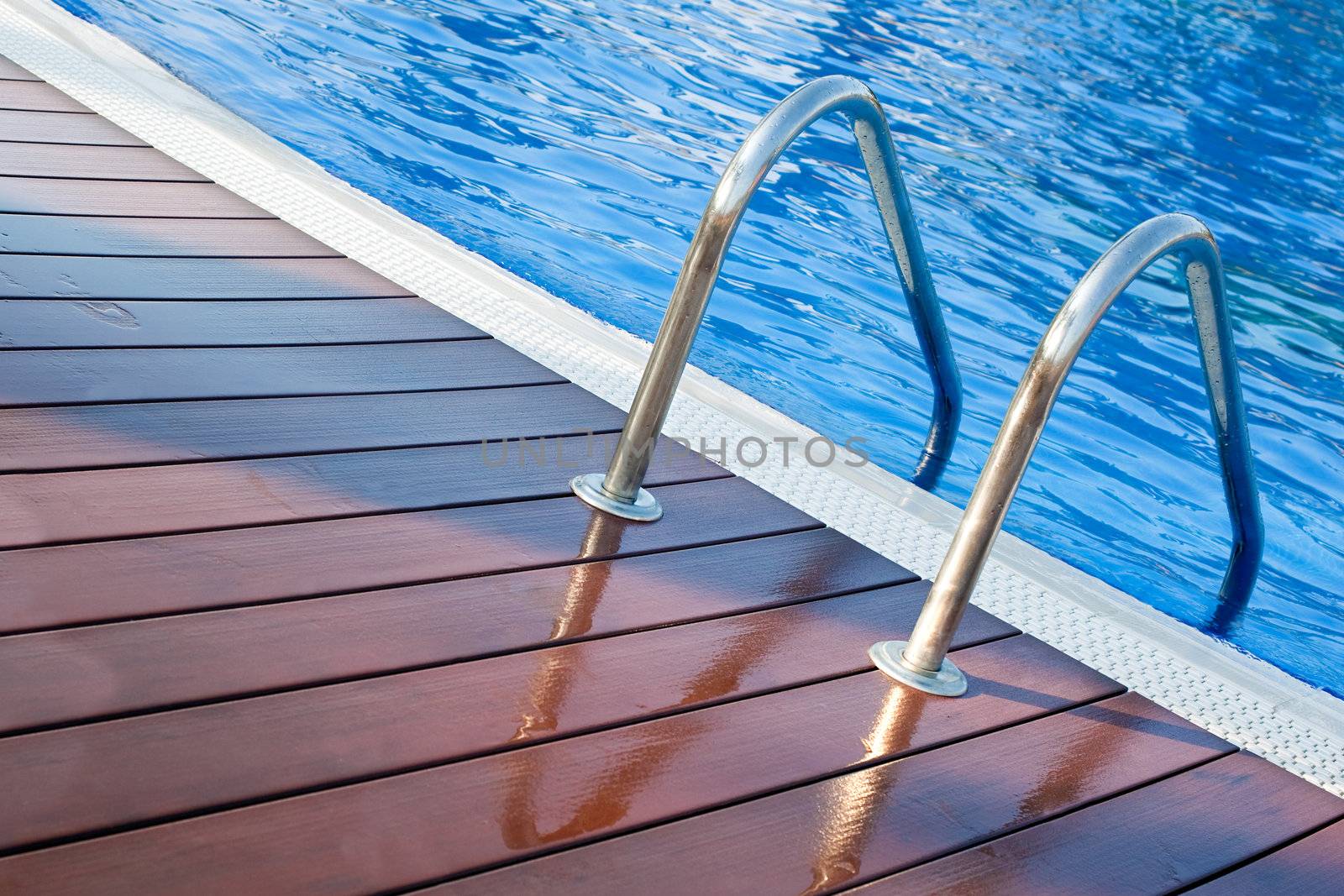 Close up image of swimming pool