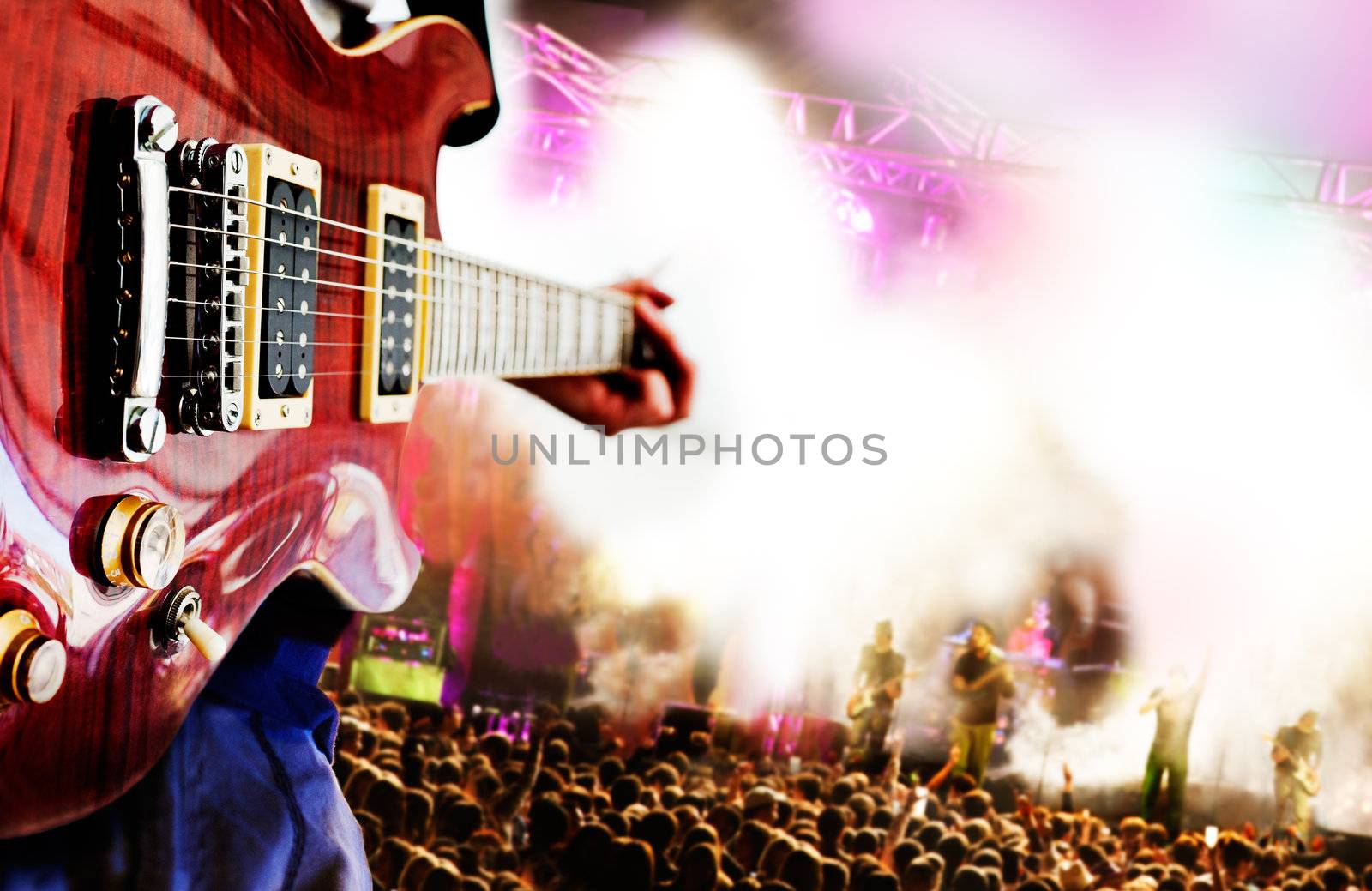 Live music background,Guitar player and public