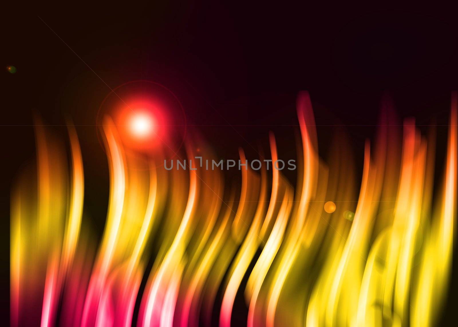 Yellow and red aura light abstract on black background