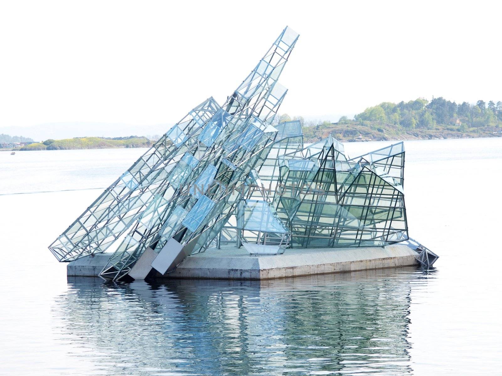 Sculpture of an ice-berg, outside the opera of Oslo, Norway by Arvebettum