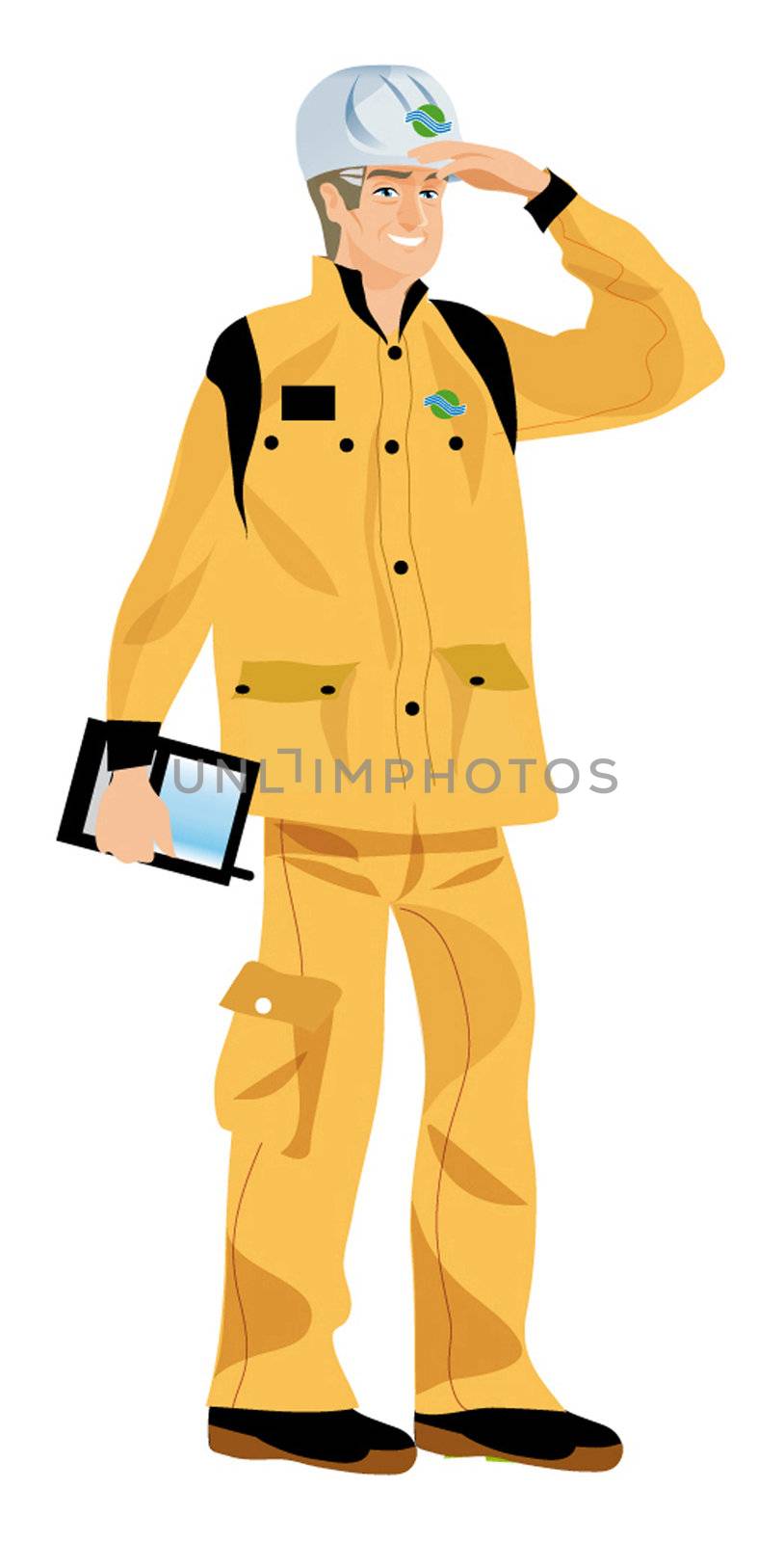 drawing of an engineer architect on a building site