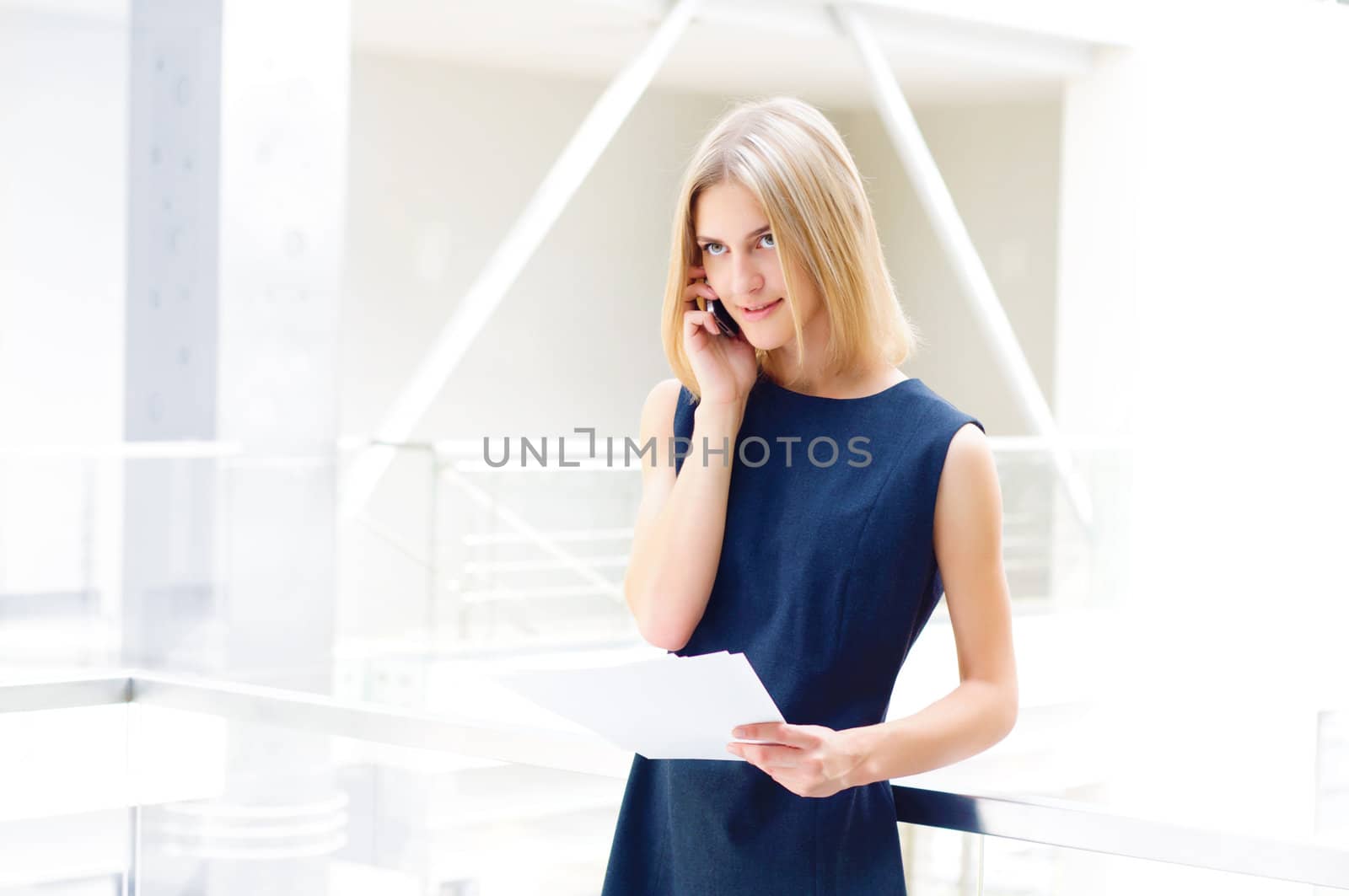 business woman holding reports , copy space
