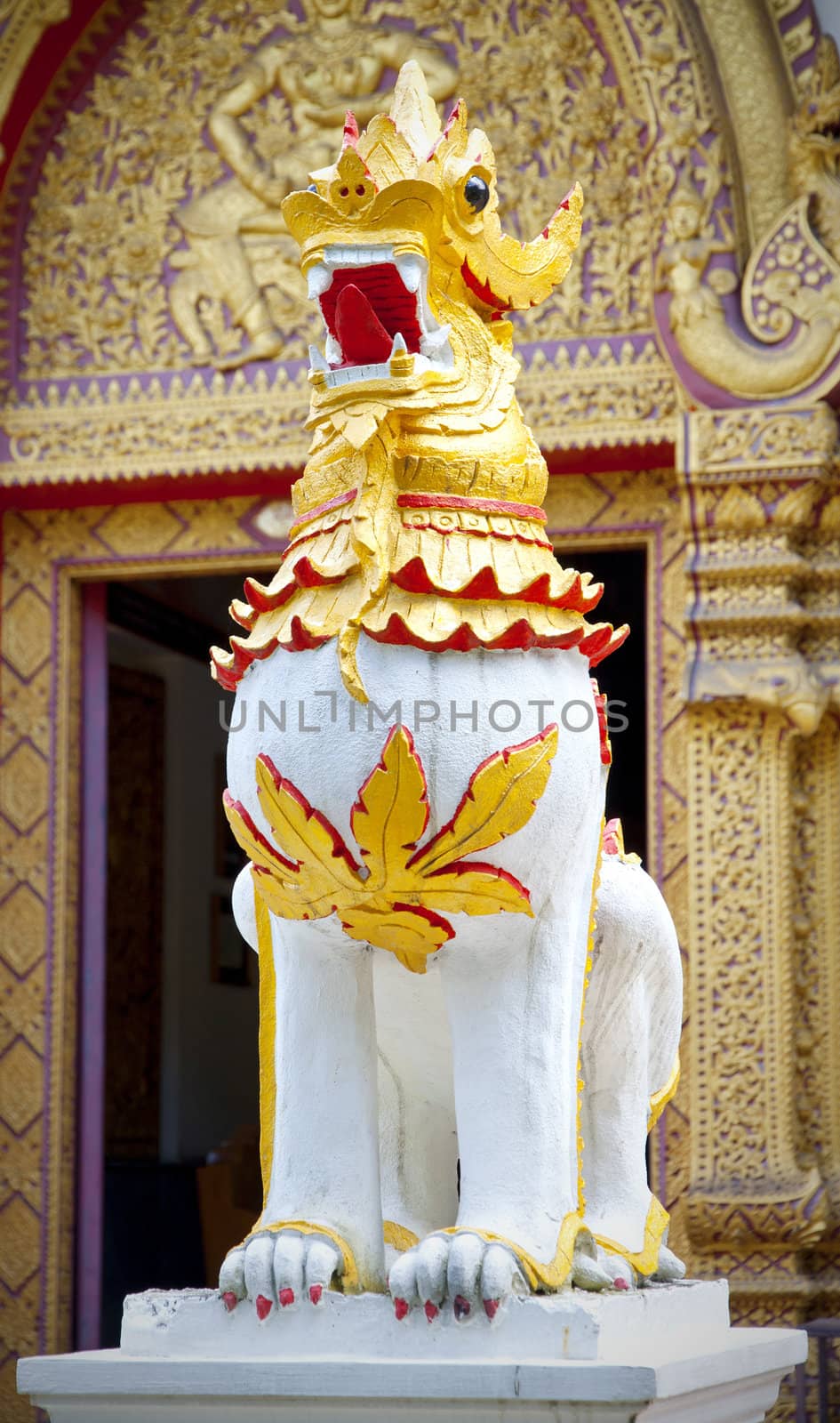 Singh statue in a temple in northern Thailand.