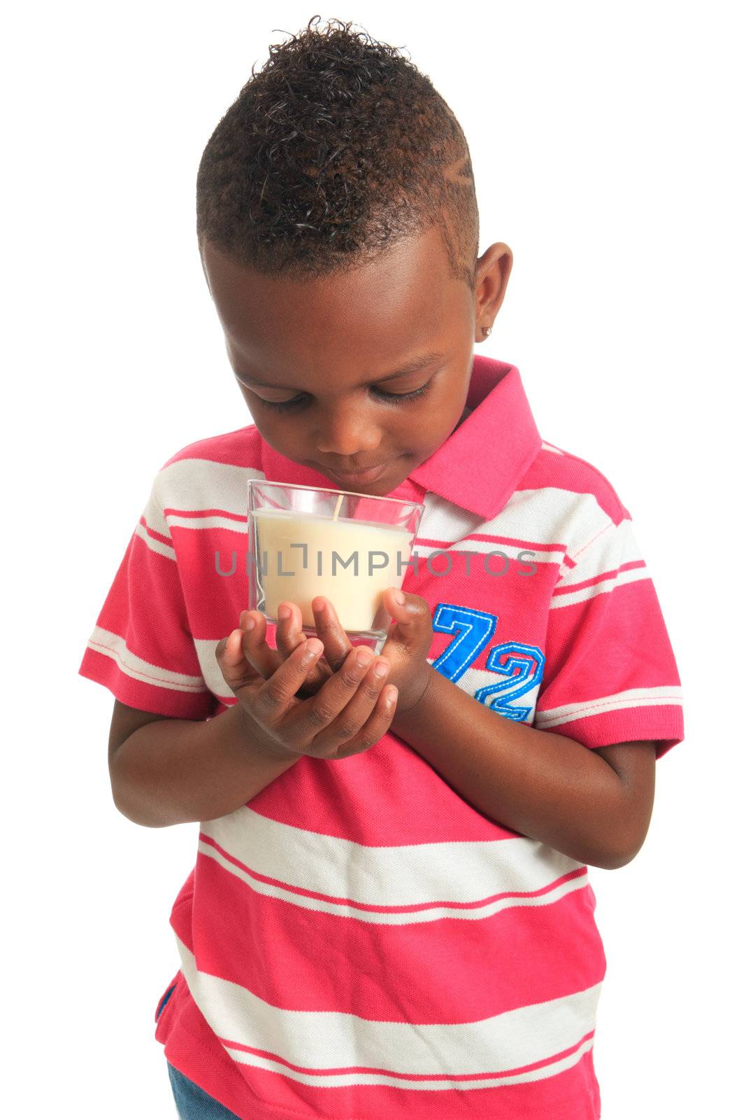 afro american beautiful black child who smiles isolated metisse hair curly teeth