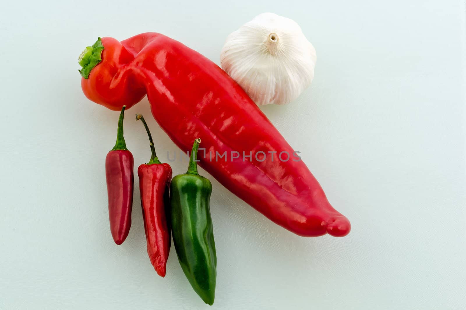 Fresh chillies , pepper and garlic
