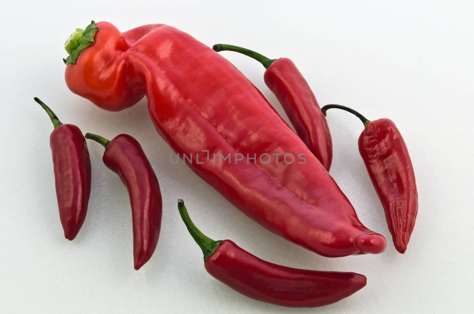 Pointed sweet pepper and chilli peppers