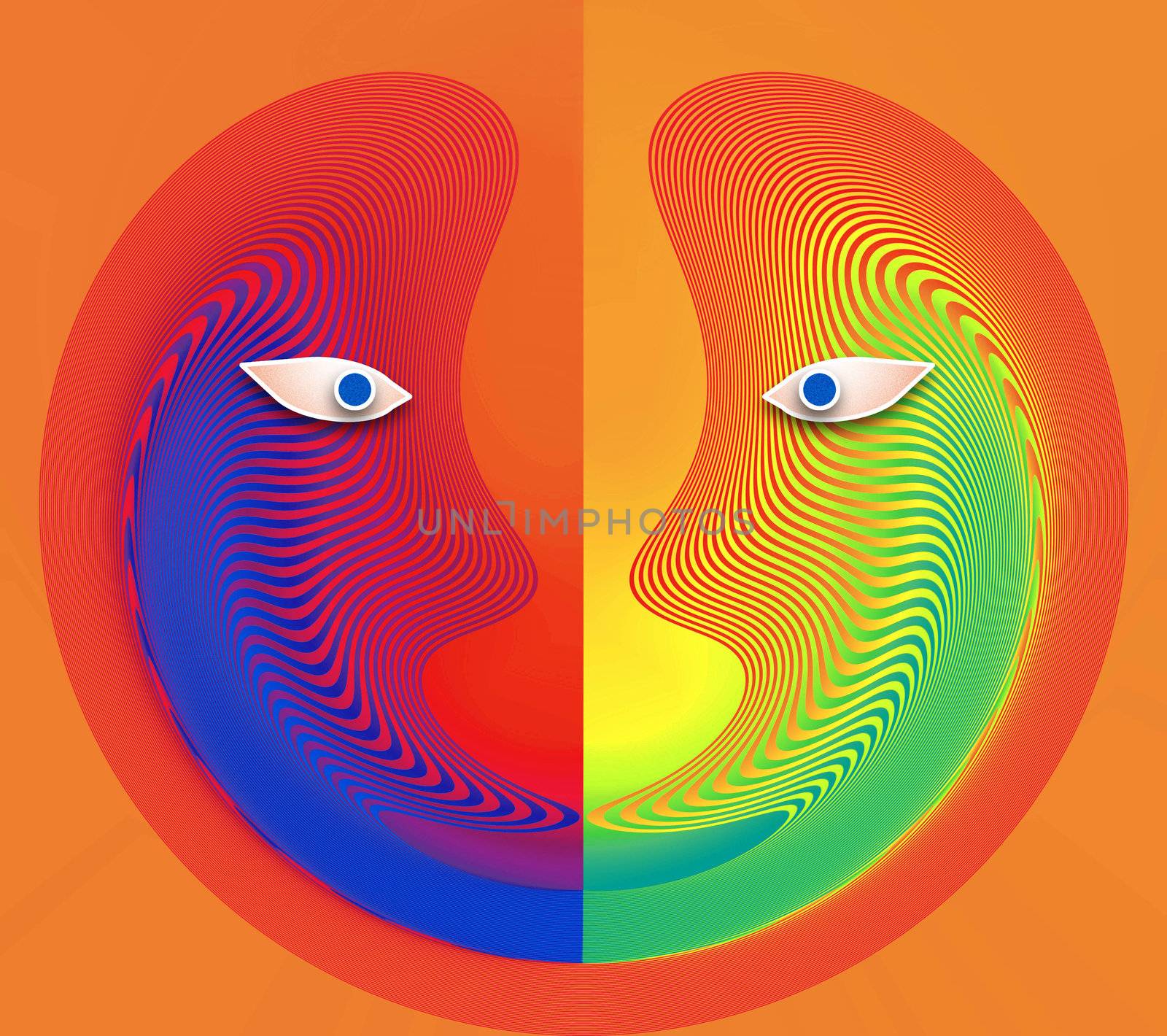 Show the abstract face in a spirit of diversity.
