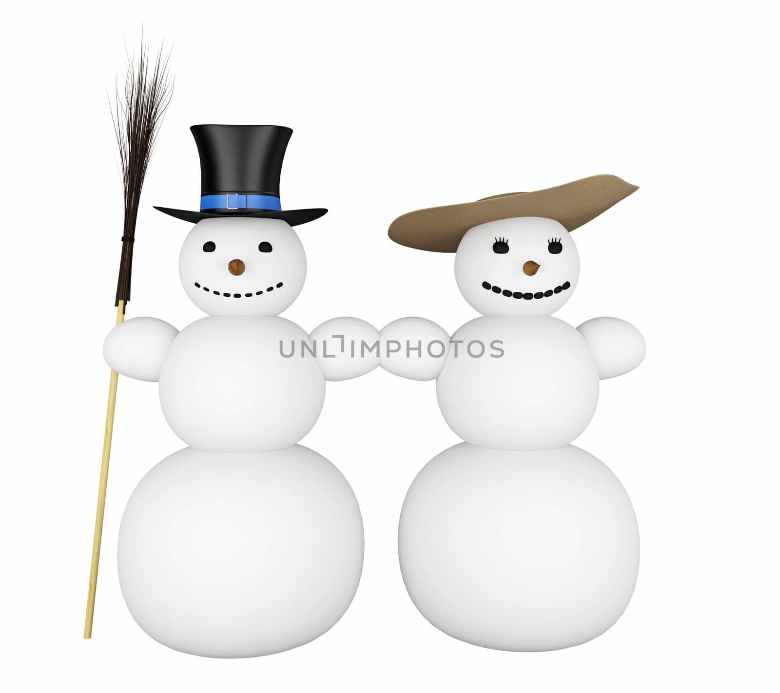 Two big snowman on a white background