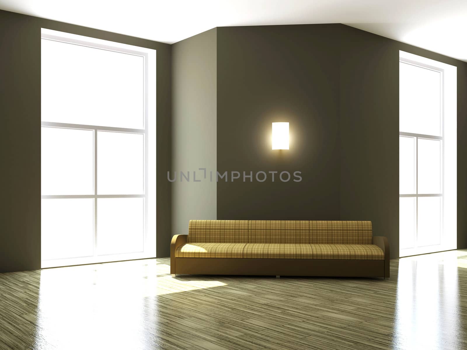 Sofa  near the big window of the room