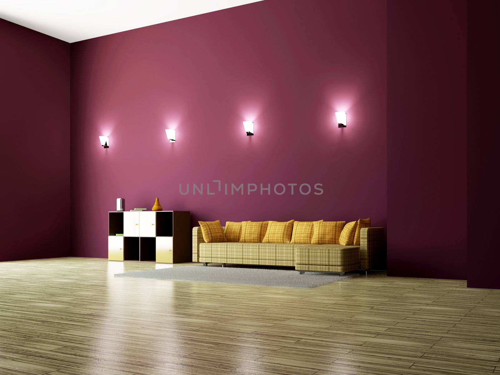 Sofa near the wall in the room