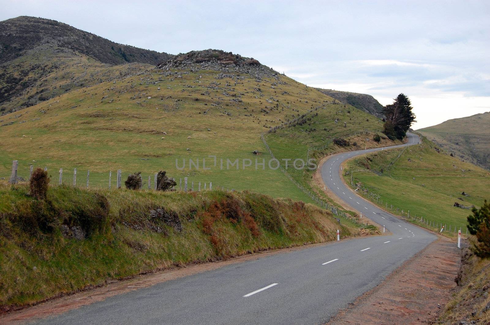 Hilly road and fence by danemo