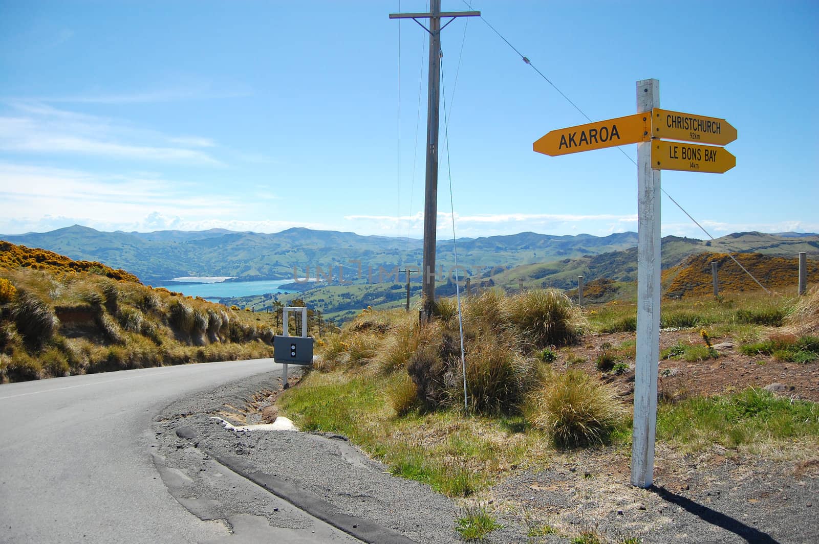 Directions sign at road junction by danemo