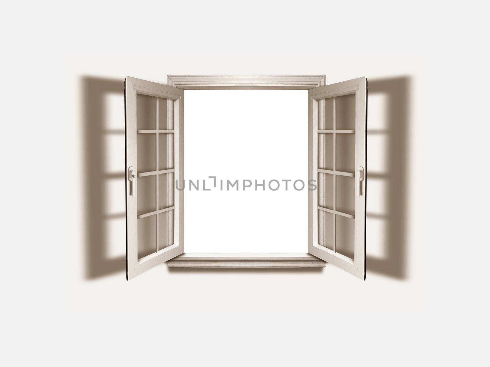 opened window with empty space in the middle