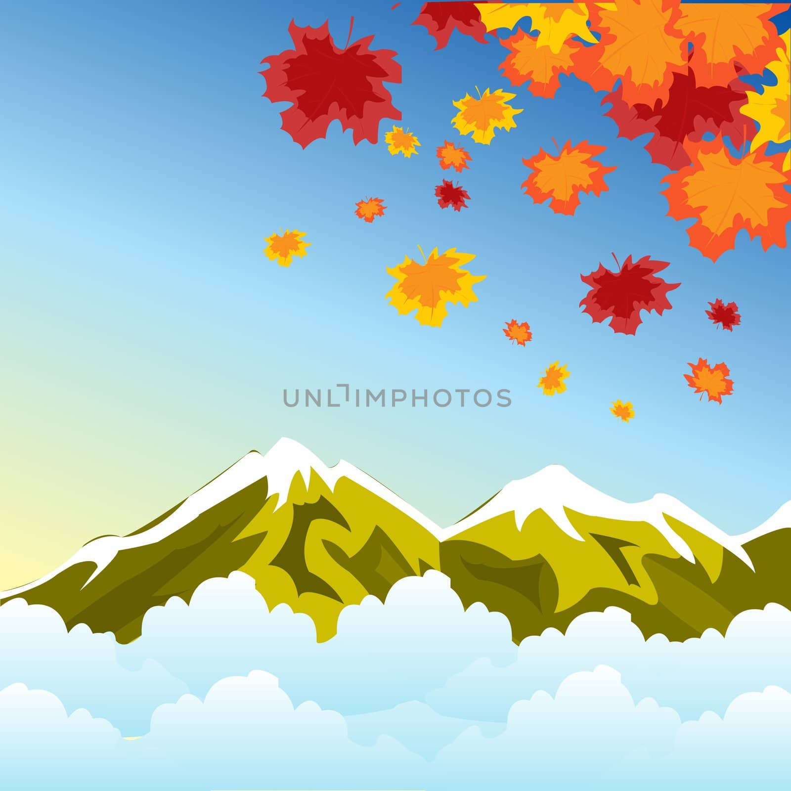 Illustration autumn in mountain high