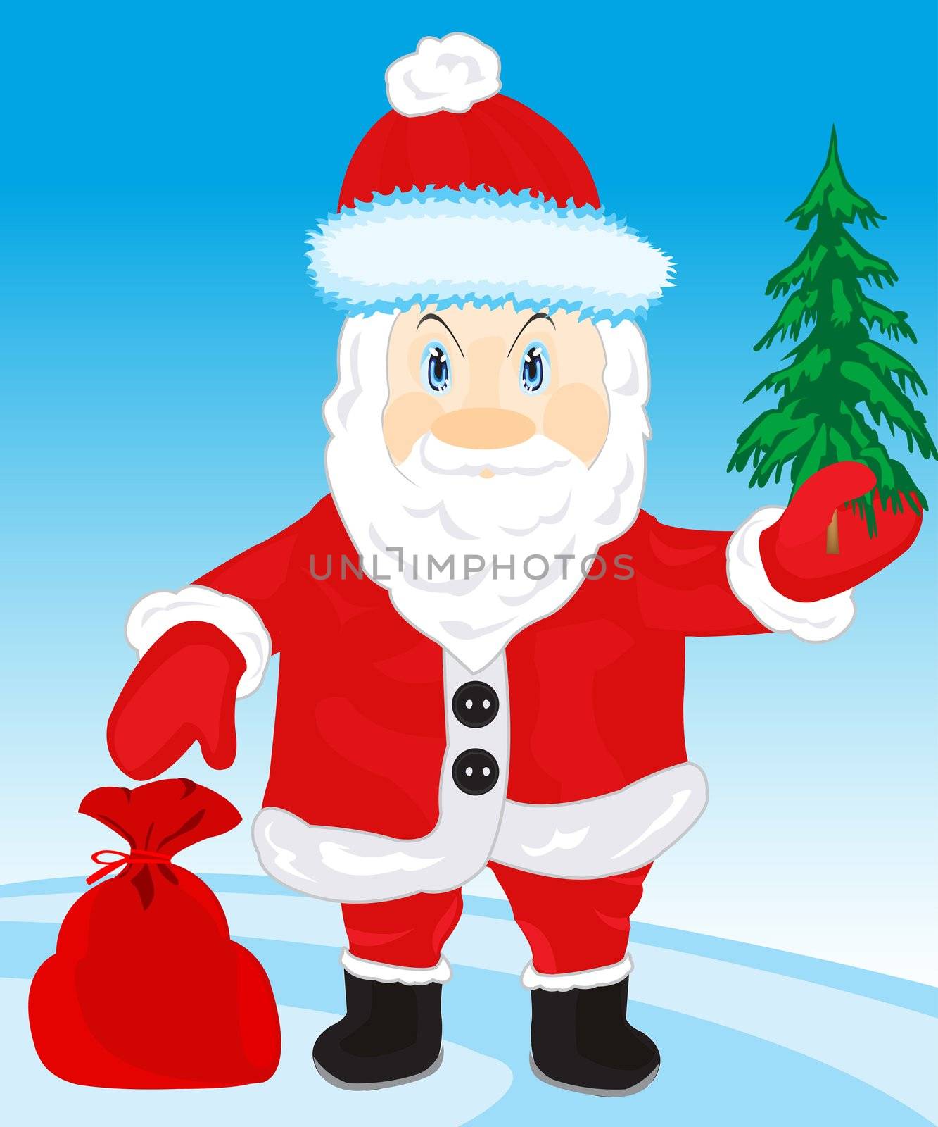 Festive santa with bag gift by cobol1964