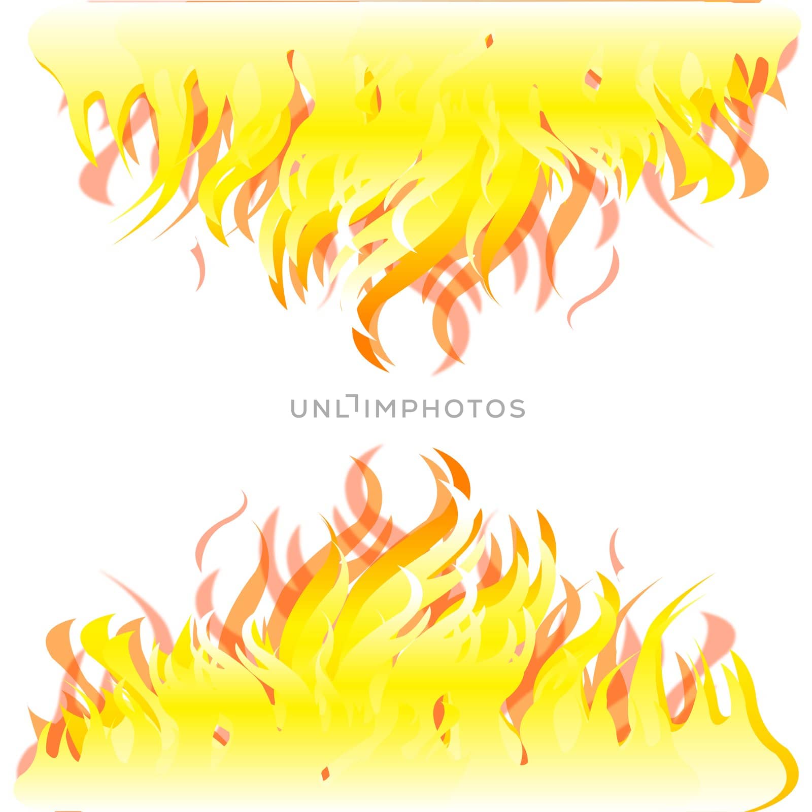 Colorful background from burning fire on white